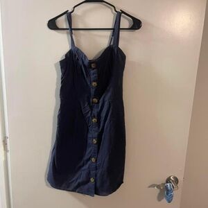 Elegant Navy Blue Button-Down Dress